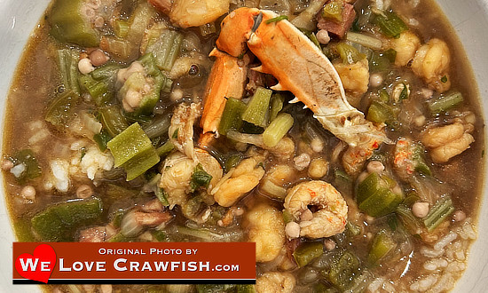 Louisiana Seafood Gumbo served over rice